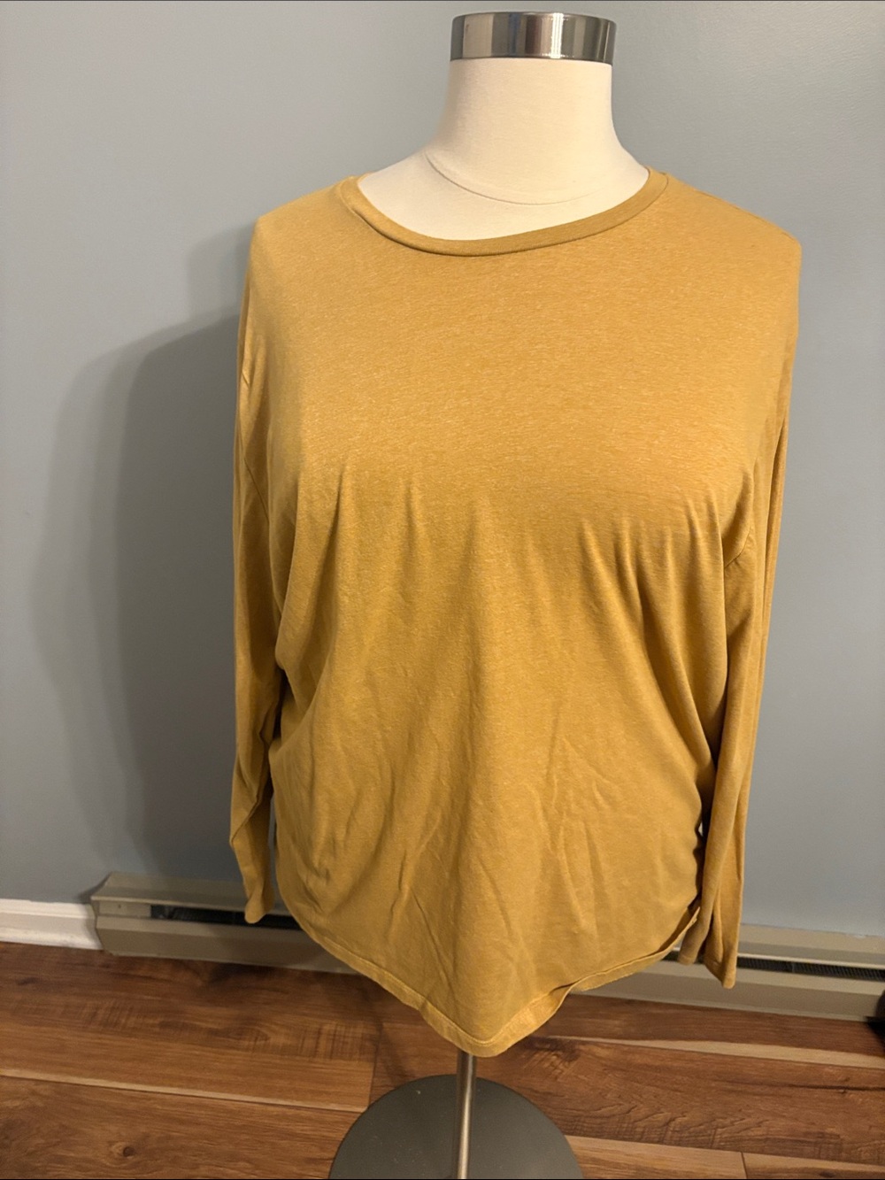 Old Navy Long-Sleeve Crewneck Top in Mustard Yellow